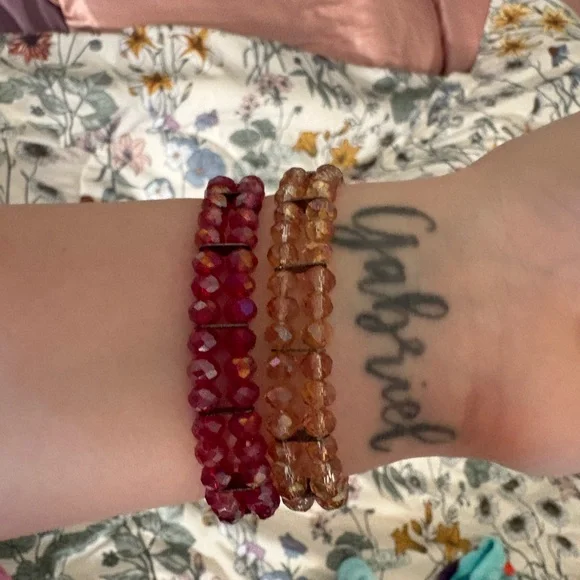 QVC Red and Gold Beaded Bracelets Set - Picture 3 of 3